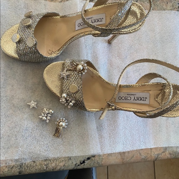 Jimmy Choo Electra 100 Champagne Glitter Heels size 39 - Picture 8 of 16